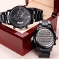 Serenity Prayer | Engraved Design Black Chronograph Watch
