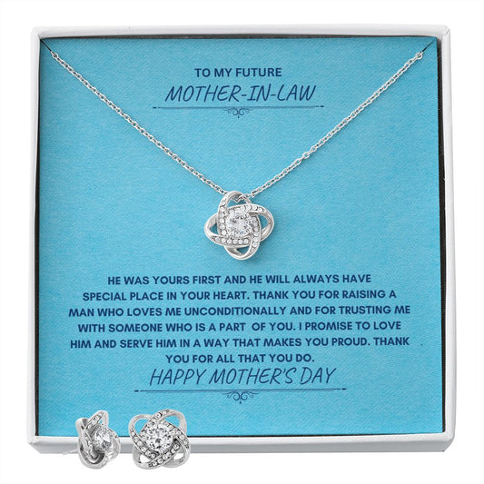 To My Future Mother-In-Law | Happy Mother's Day | Love Knot Necklace & Earring Set