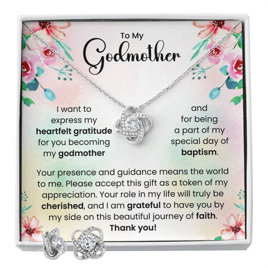 To My Godmother | Thank You | The Love Knot Earring & Necklace Set