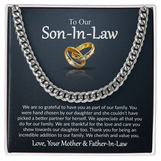 To Our Son-In-Law | We Are Grateful To Have You As Our Son-In-Law | Cuban Link Chain