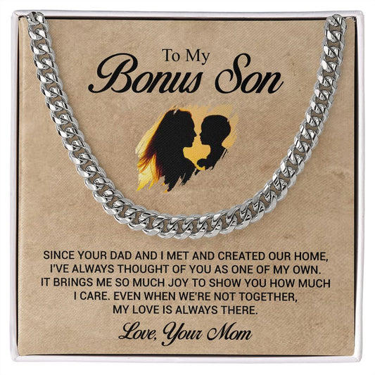 To My Bonus Son | Love Mom | Cuban Link Chain