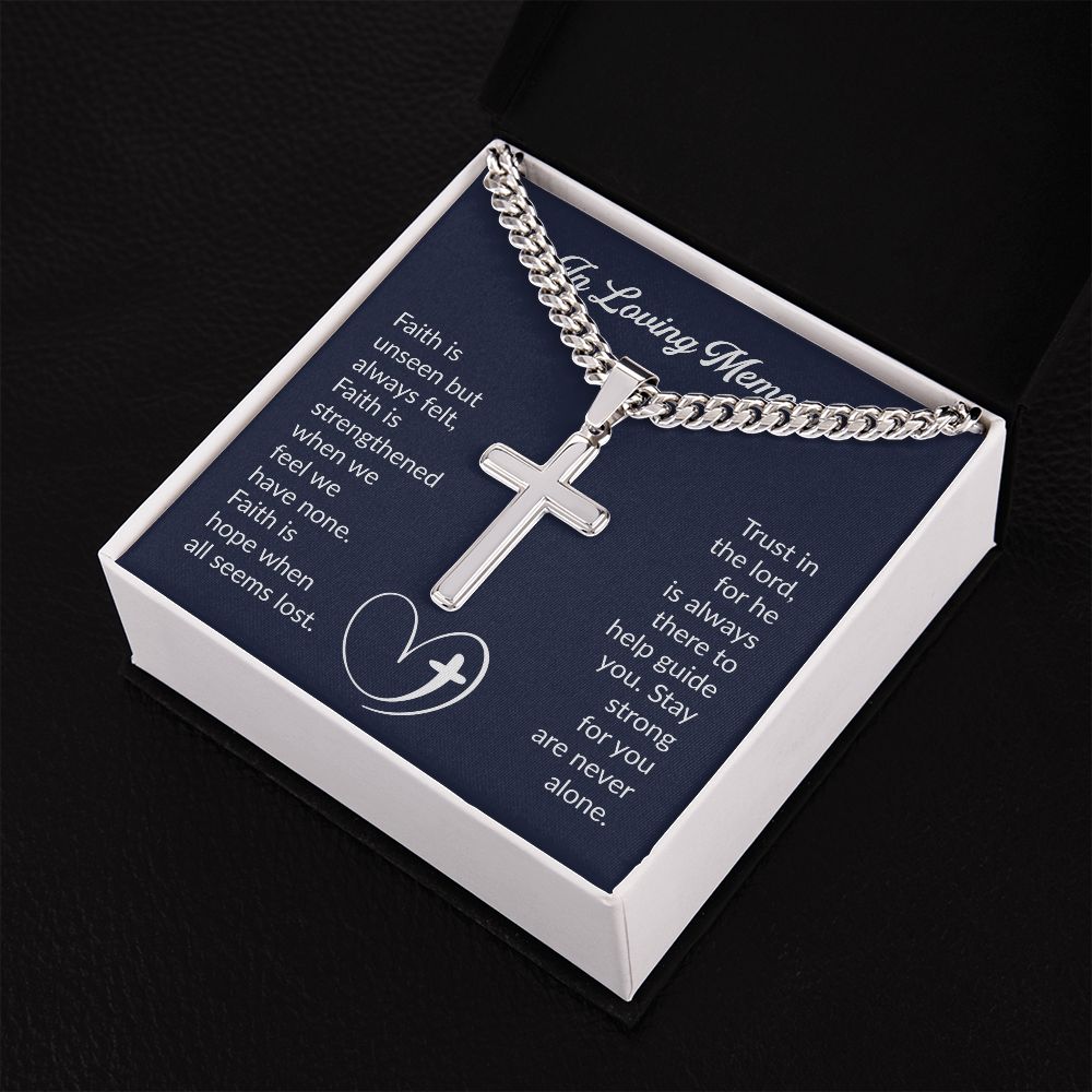 In Loving Memory | Cuban Chain with Artisan Cross Necklace