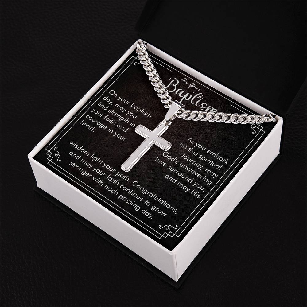 On Your Baptism | Cuban Chain with Artisan Cross Necklace