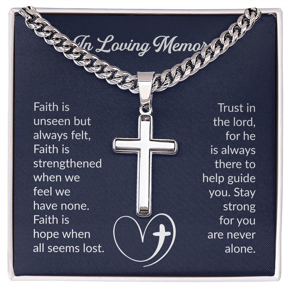 In Loving Memory | Cuban Chain with Artisan Cross Necklace