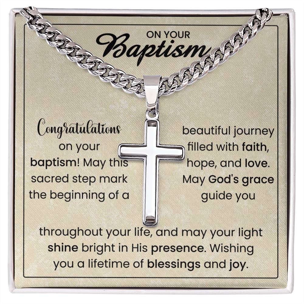 On Your Baptism | Cuban Chain with Artisan Cross Necklace