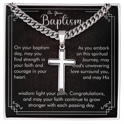 On Your Baptism | Cuban Chain with Artisan Cross Necklace