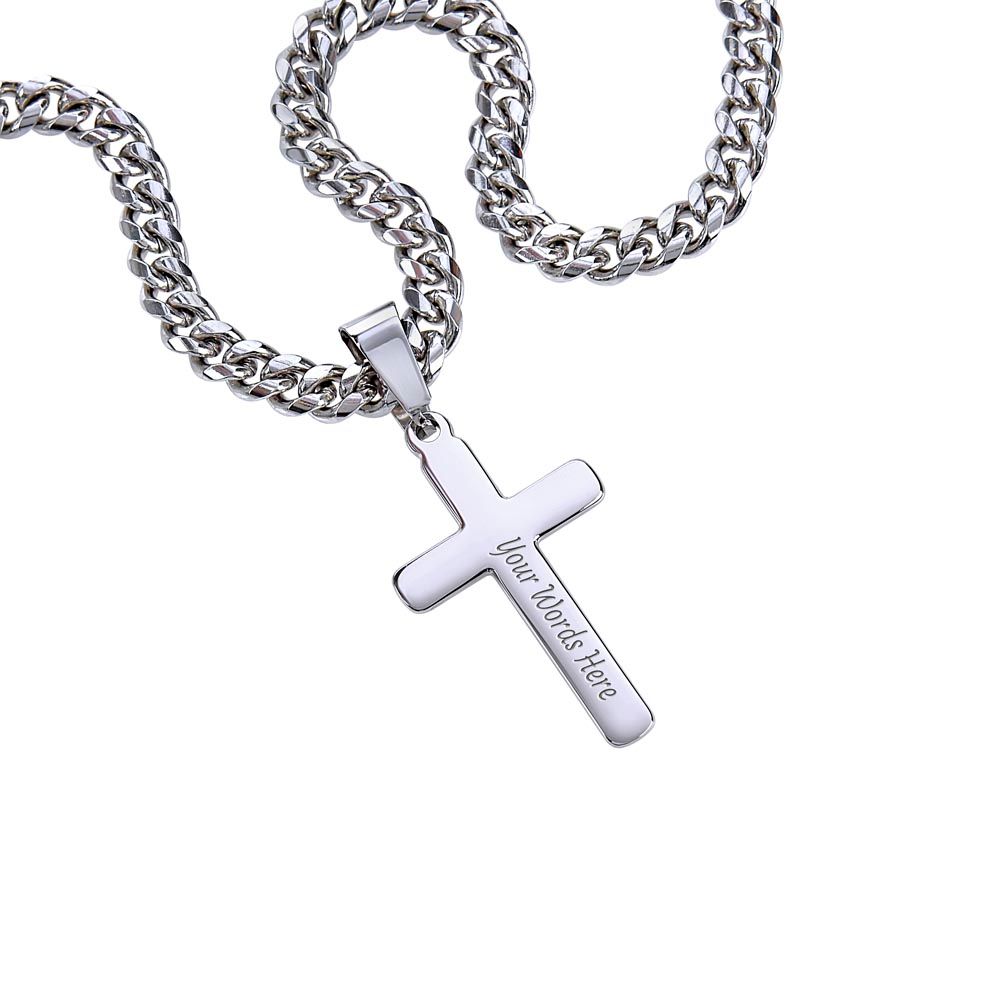 In Loving Memory | Cuban Chain with Artisan Cross Necklace