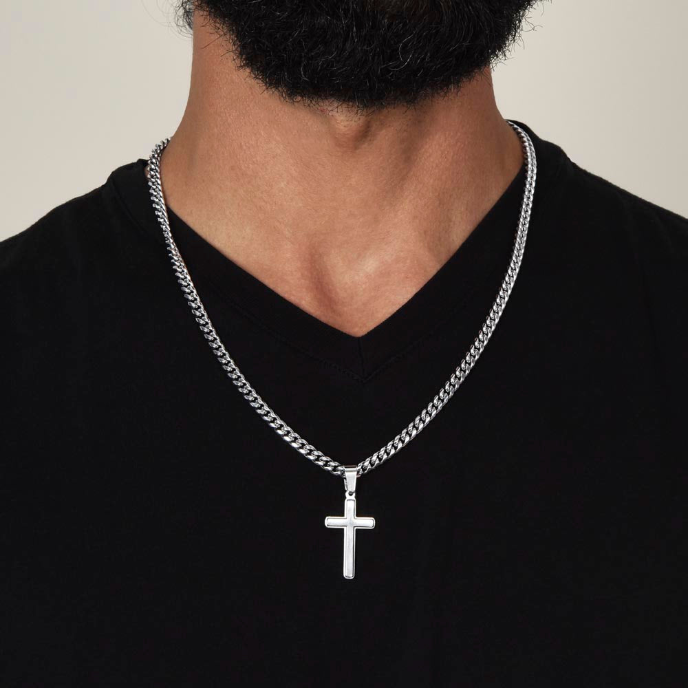 On Your Baptism |  Cuban Chain with Artisan Cross Necklace