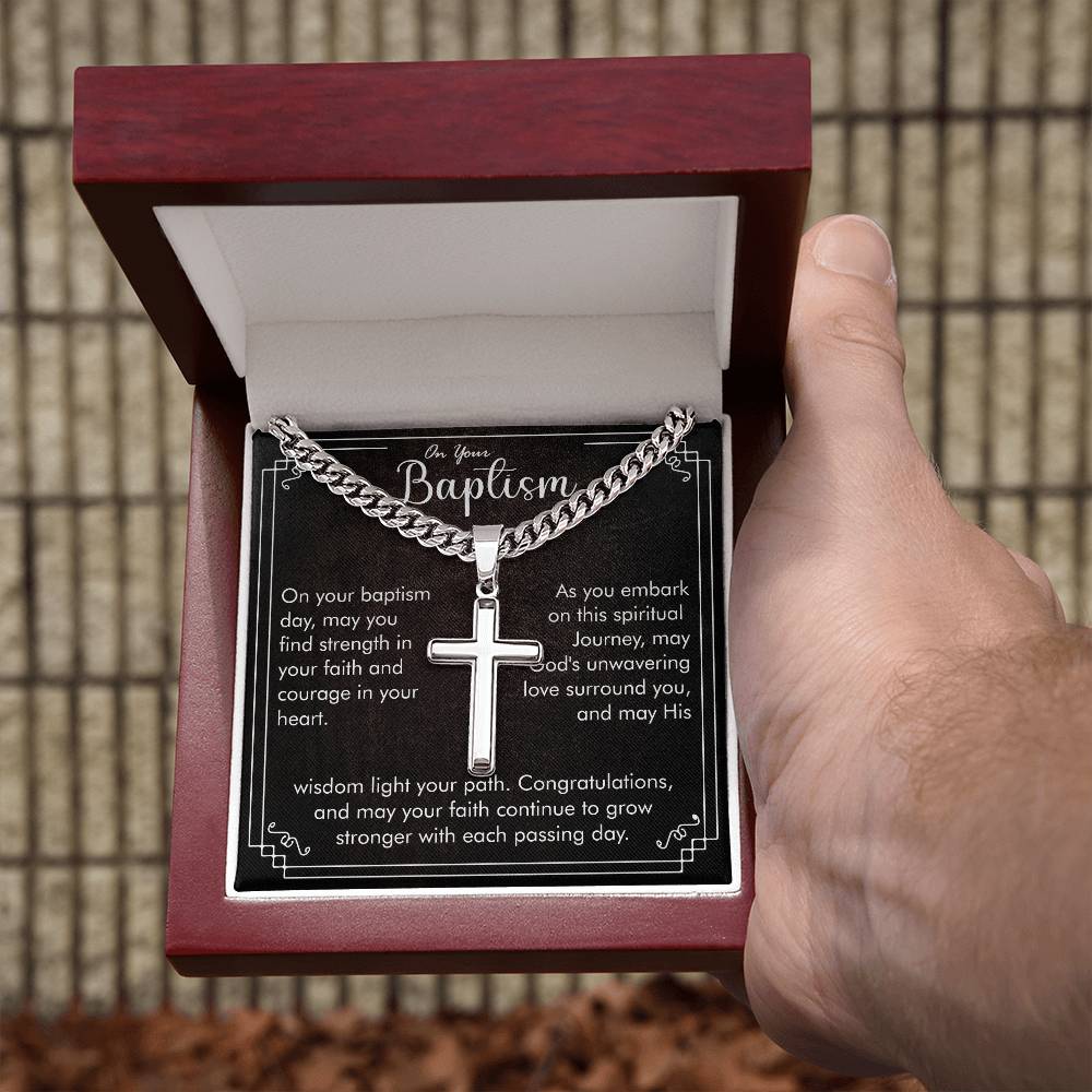 On Your Baptism | Cuban Chain with Artisan Cross Necklace