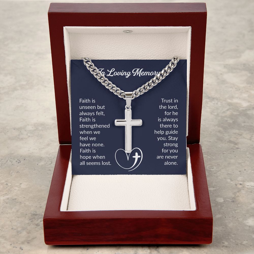 In Loving Memory | Cuban Chain with Artisan Cross Necklace