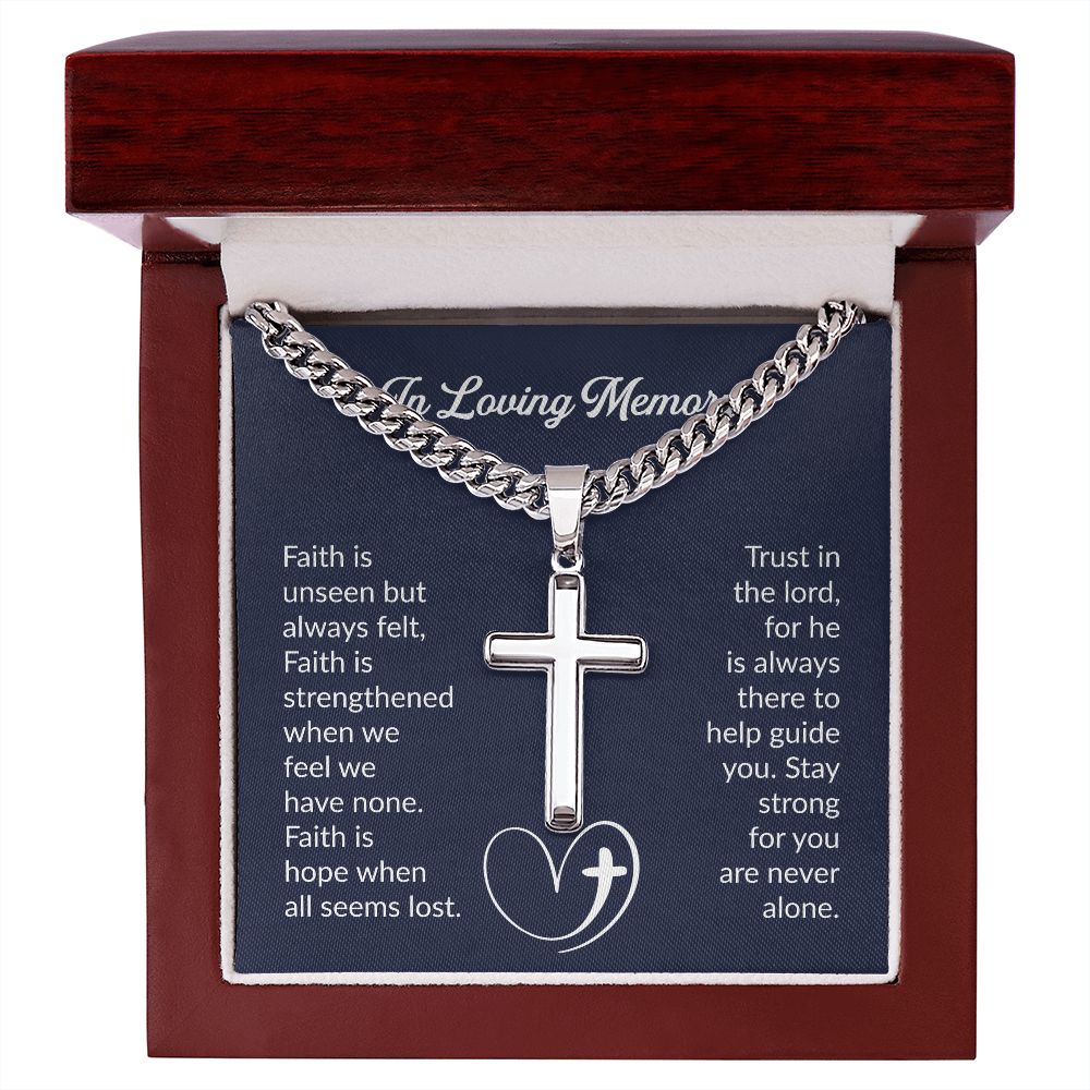 In Loving Memory | Cuban Chain with Artisan Cross Necklace