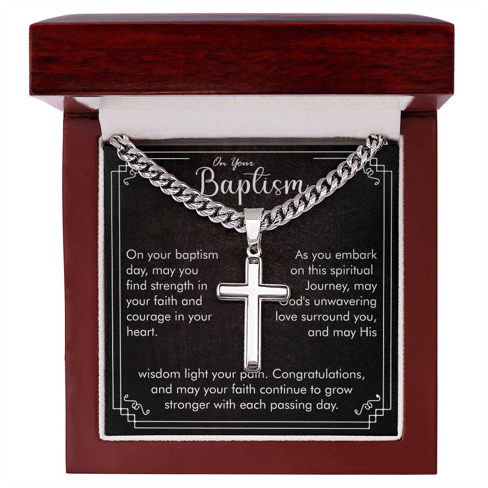 On Your Baptism | Cuban Chain with Artisan Cross Necklace