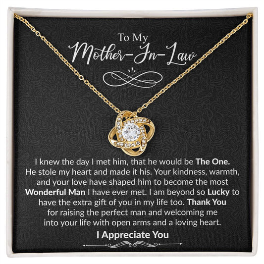 To My Mother-In-Law | I Appreciate You | Love Knot Necklace