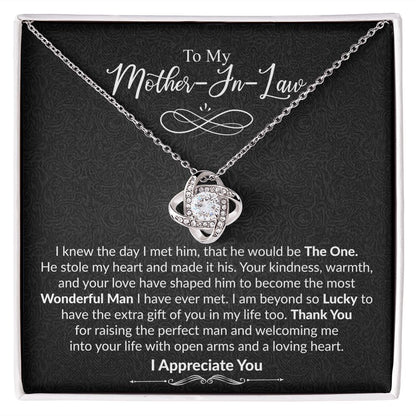 To My Mother-In-Law | I Appreciate You | Love Knot Necklace