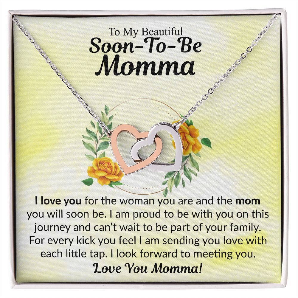 To My Beautiful Soon-To-Be Momma | I Love You | The Interlocking Hearts Necklace