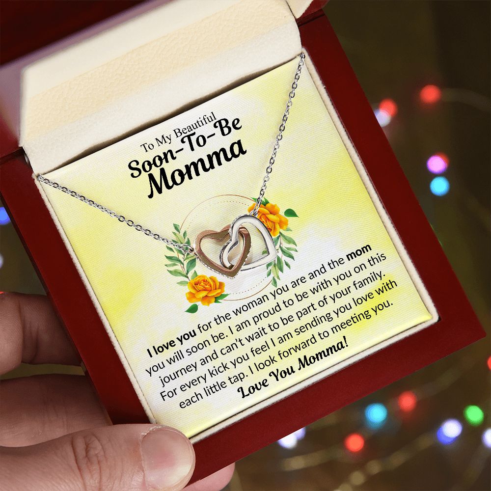 To My Beautiful Soon-To-Be Momma | I Love You | The Interlocking Hearts Necklace