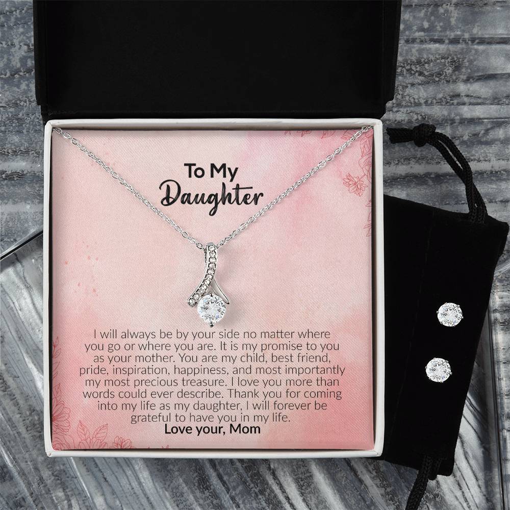 To My Daughter | Love Your Mom | Alluring Beauty Necklace and Cubic Zirconia Earring Set