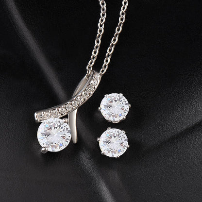 To My Daughter | Love Your Mom | Alluring Beauty Necklace and Cubic Zirconia Earring Set