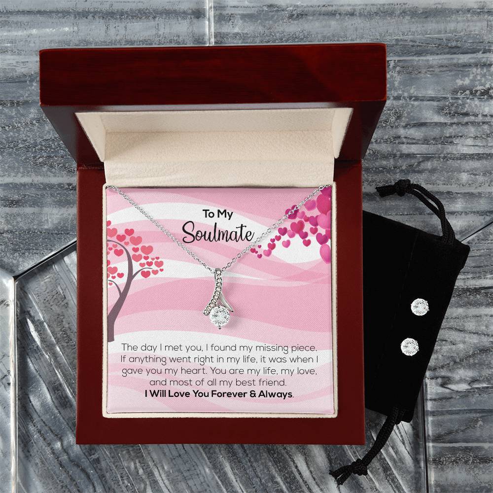 To My Soulmate | I Will Love You Forever & Always | Alluring Beauty Necklace and Cubic Zirconia Earring Set