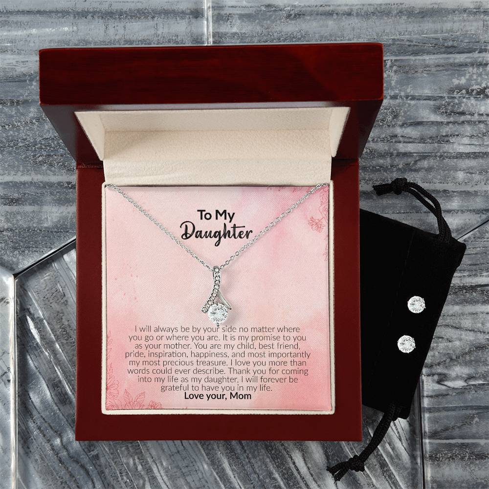 To My Daughter | Love Your Mom | Alluring Beauty Necklace and Cubic Zirconia Earring Set