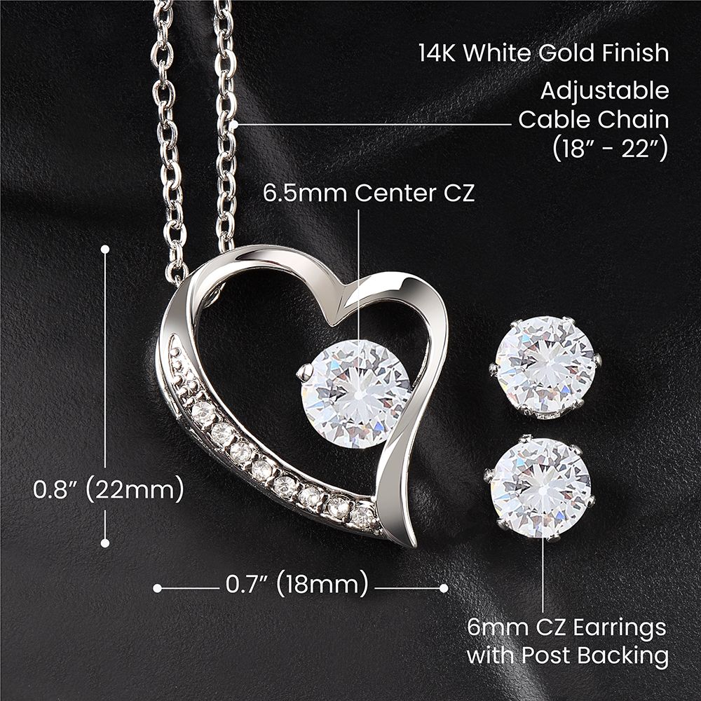 I'll Treasure Your Memory | Mom | Forever Love Necklace and Cubic Zirconia Earring Set