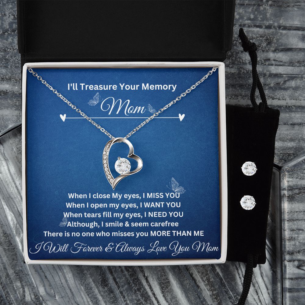 I'll Treasure Your Memory | Mom | Forever Love Necklace and Cubic Zirconia Earring Set