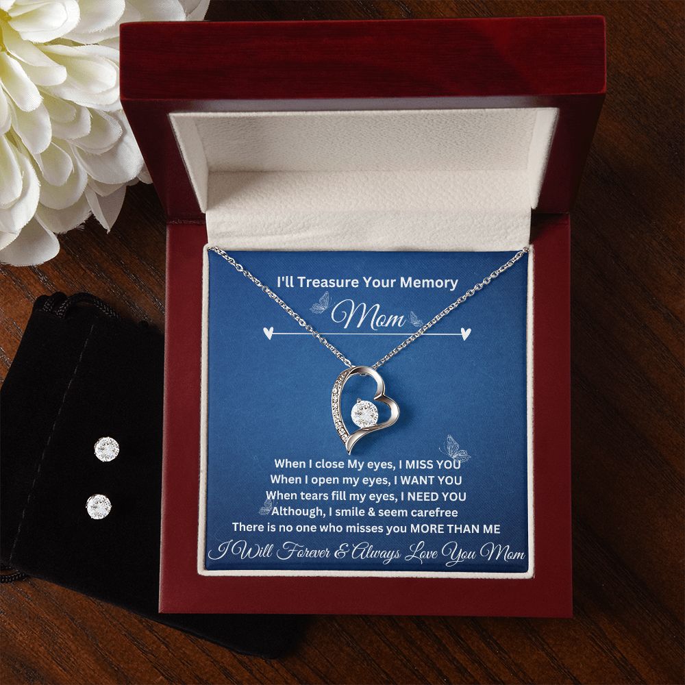 I'll Treasure Your Memory | Mom | Forever Love Necklace and Cubic Zirconia Earring Set