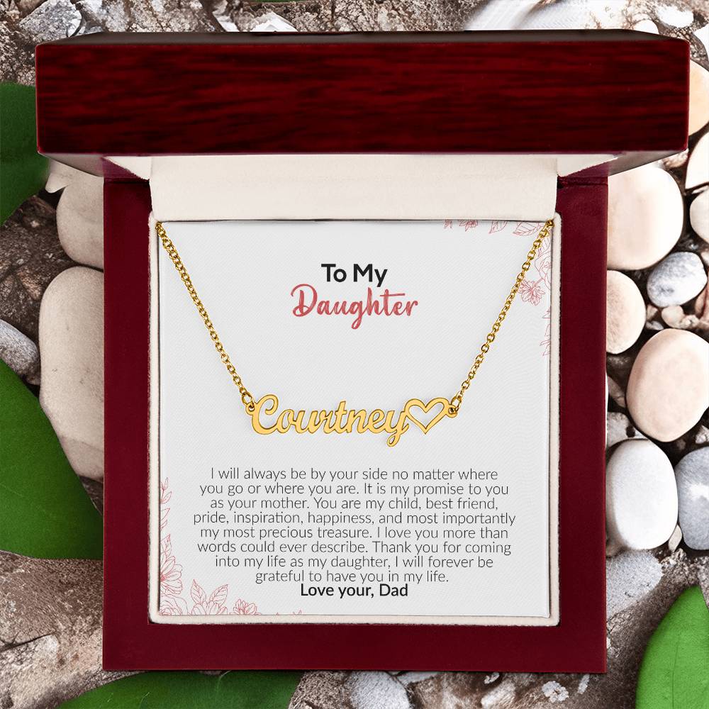 To My Daughter | Love Your Dad | Name Necklace + Heart