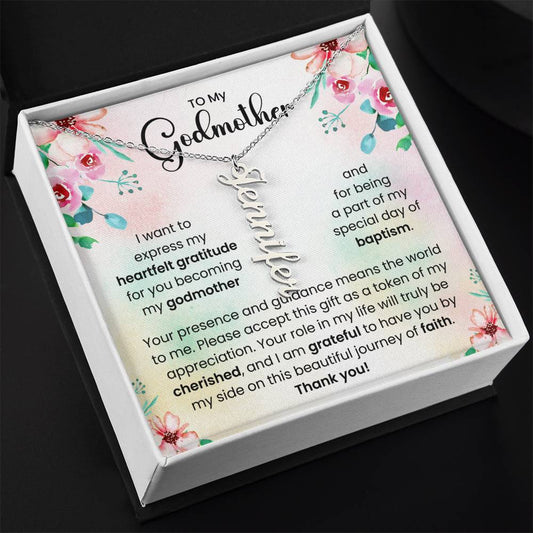 To My Godmother | Personalized Vertical Name Necklace