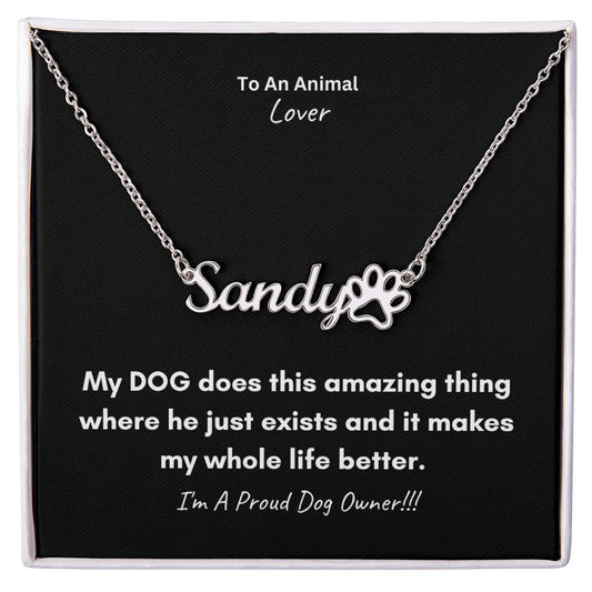 To An Animal Lover | Personalized Paw Print Name Necklace