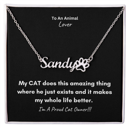 To An Animal Lover | Personalized Paw Print Name Necklace