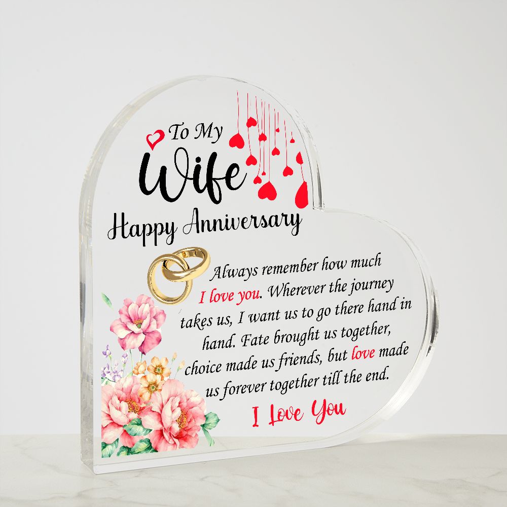 To My Wife | Happy Anniversary |  Heart Shaped Plaque