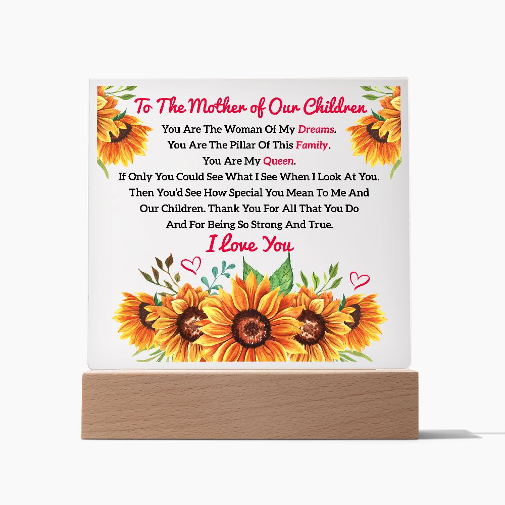 To The Mother of Our Children | Square Acrylic Plaque