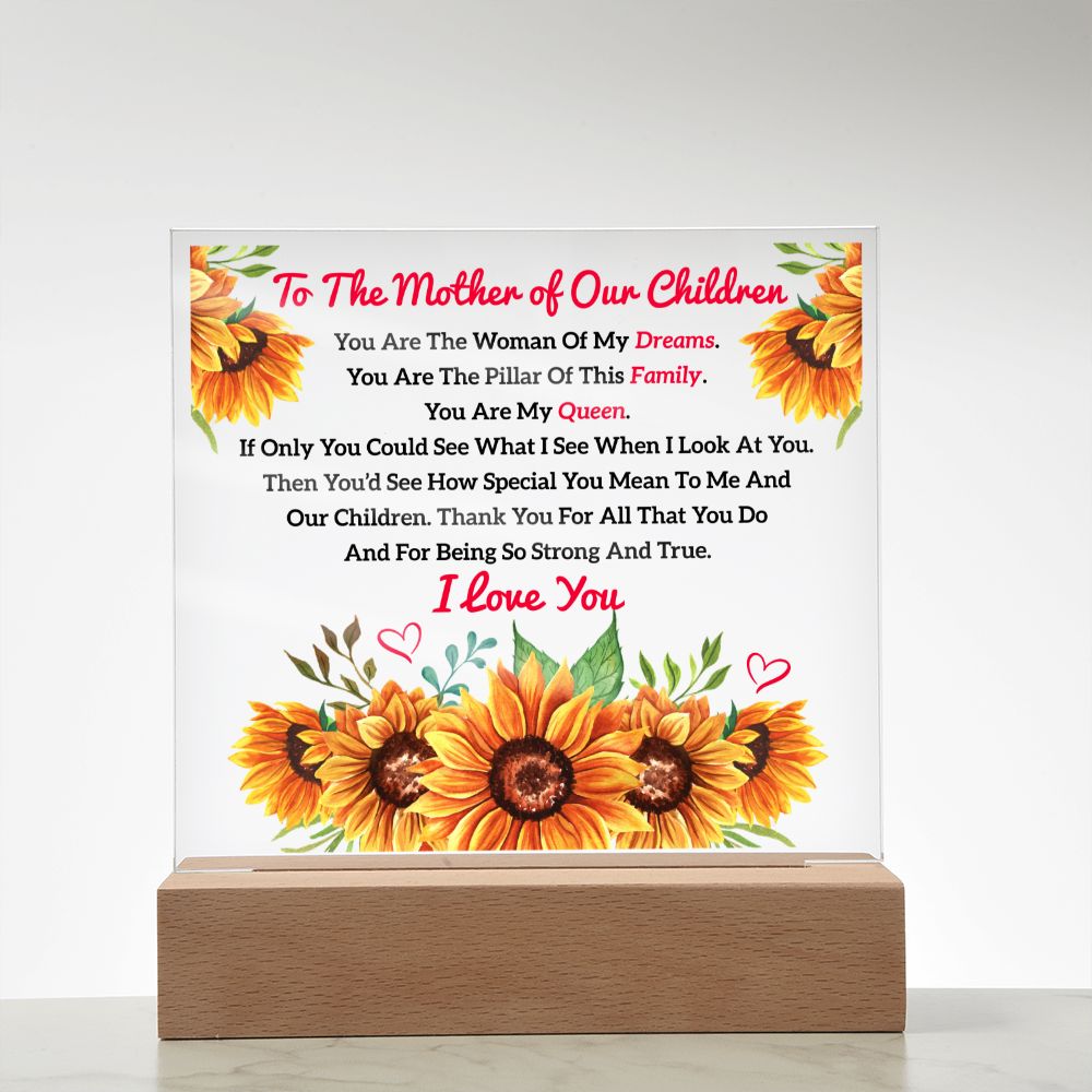 To The Mother of Our Children | Square Acrylic Plaque