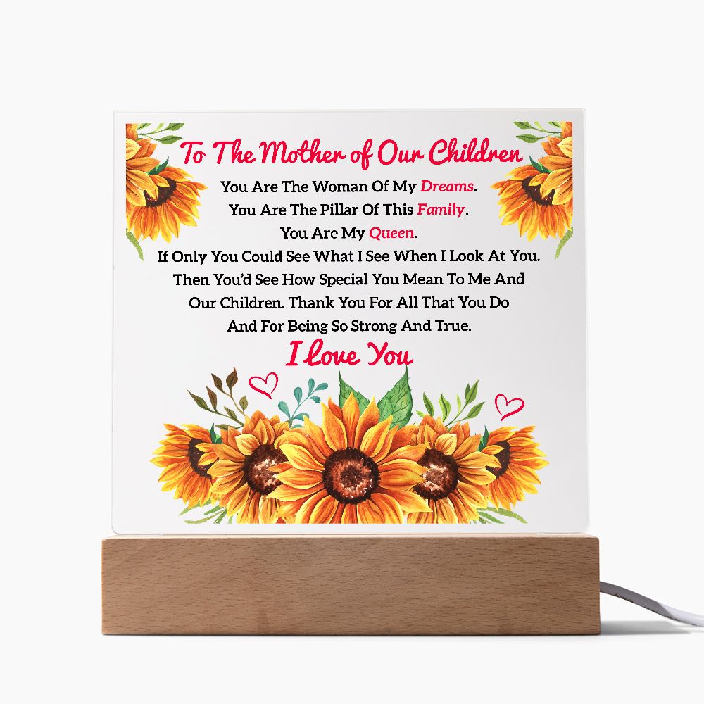 To The Mother of Our Children | Square Acrylic Plaque