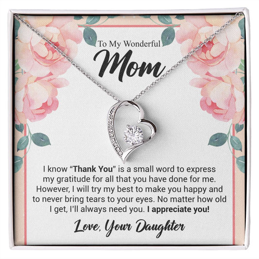 To My Wonderful Mom | Thank You | The Dazzling Forever Love Necklace