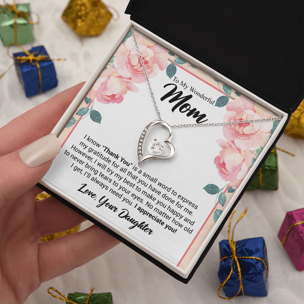 To My Wonderful Mom | Thank You | The Dazzling Forever Love Necklace