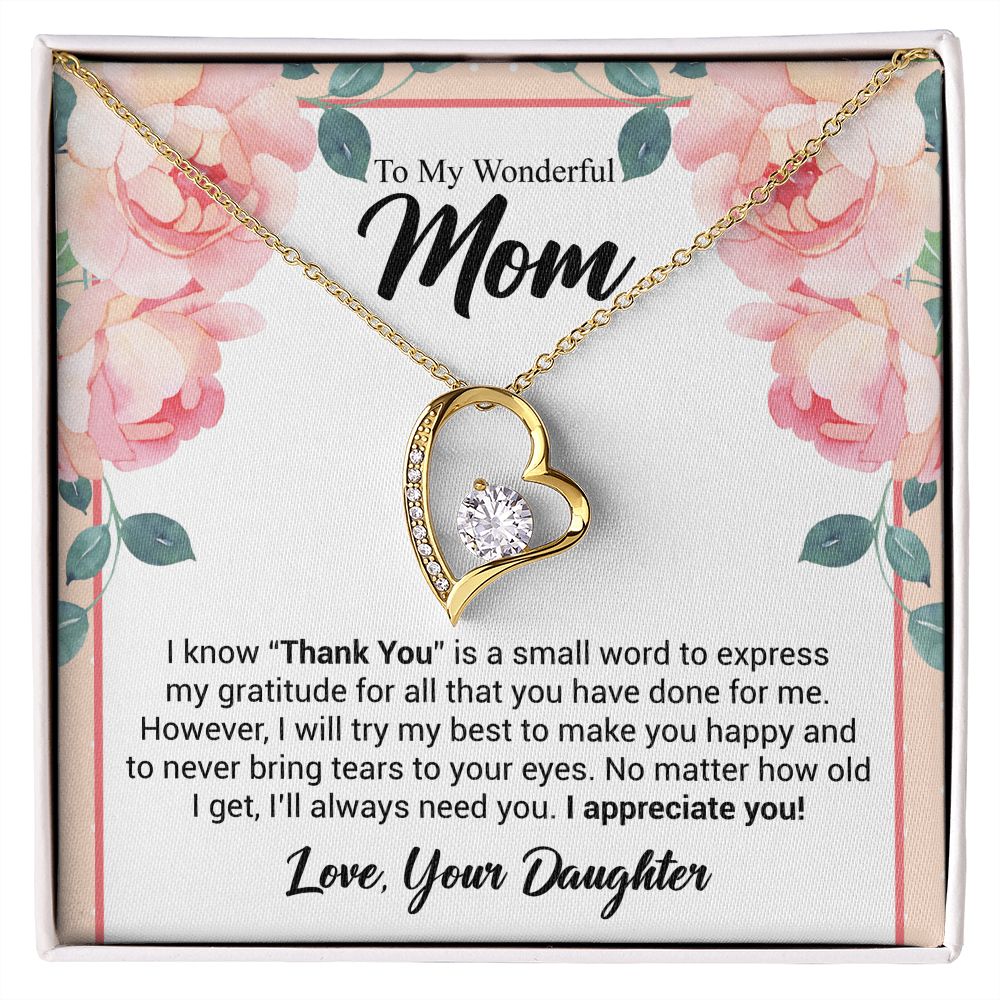 To My Wonderful Mom | Thank You | The Dazzling Forever Love Necklace