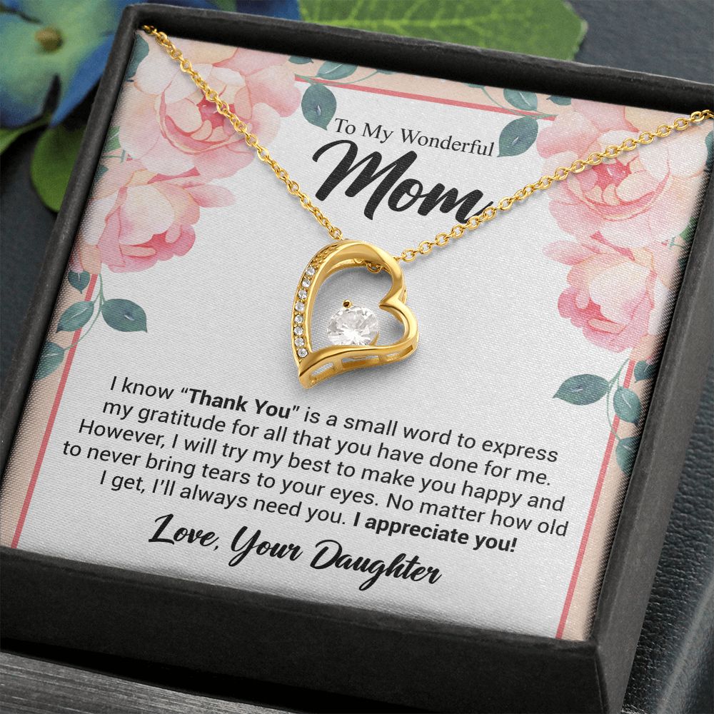 To My Wonderful Mom | Thank You | The Dazzling Forever Love Necklace