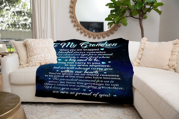 To My Grandson Fleece Blanket