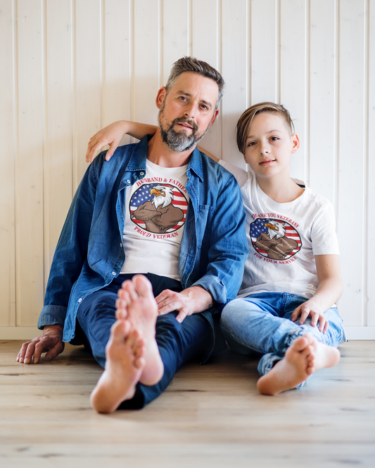 Husband & Father Proud Veteran T-Shirt