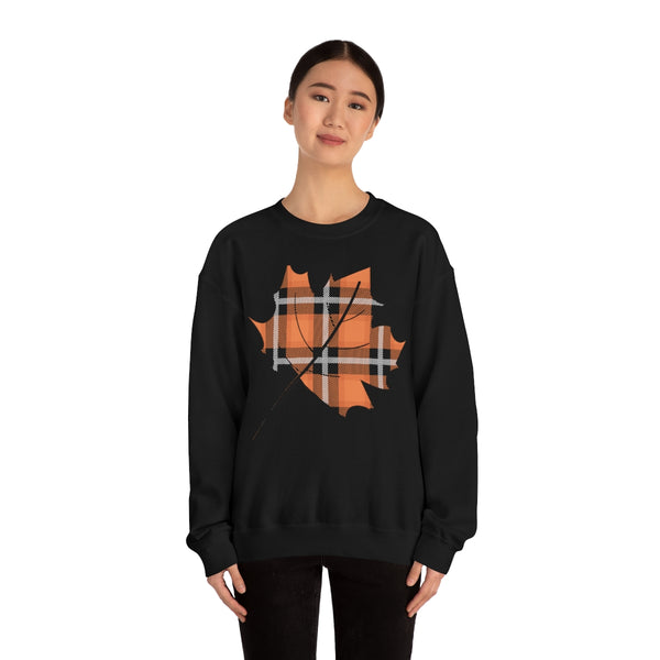 Orange Plade Fall Leaf Sweatshirt