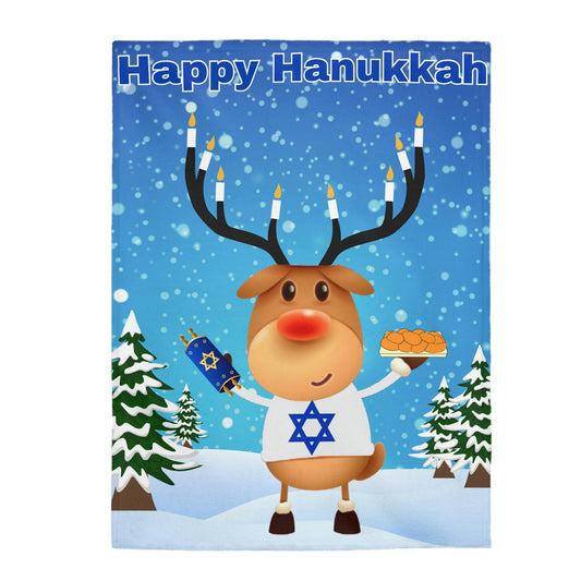 Happy Hanukkah Reindeer Blanket