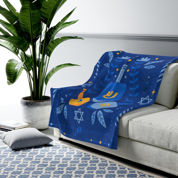 Dreidel Blue & White Blanket