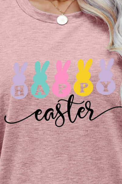 HAPPY EASTER Graphic Round Neck T-Shirt