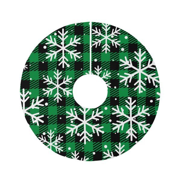 Green Plaid Snowflake Tree Skirt