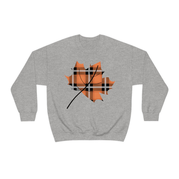 Orange Plade Fall Leaf Sweatshirt