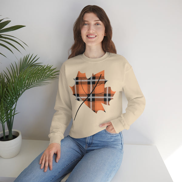 Orange Plade Fall Leaf Sweatshirt