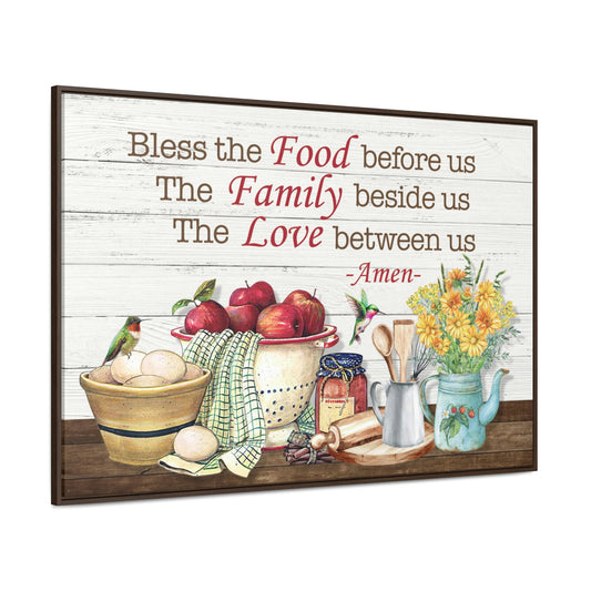 Bless Our Food, Family, & Love Canvas Wraps, Horizontal Frame