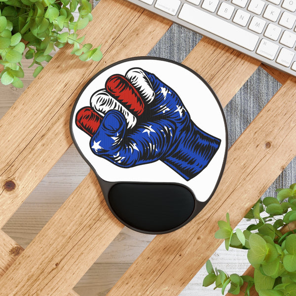 USA Flag Fist Mouse Pad With Wrist Rest